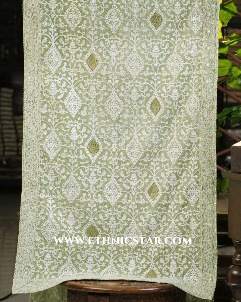 Pista Green Groom Wear Velvet Dupatta